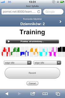 Training webapp records accelerometer data, graphs and uploads it